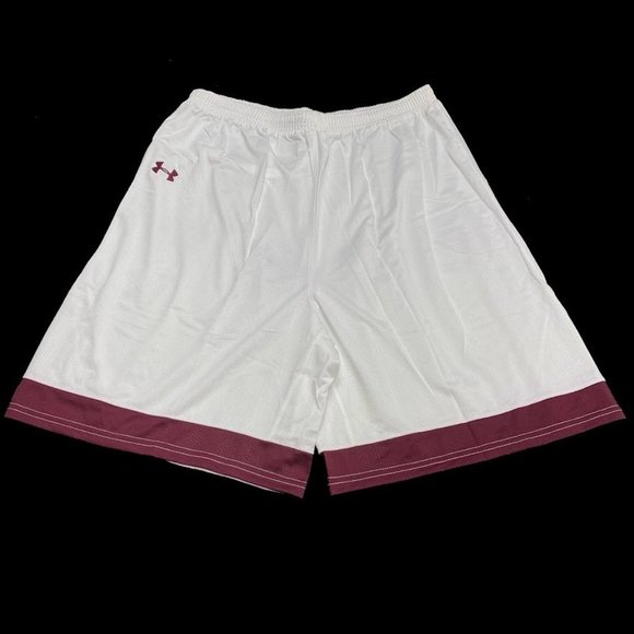 Under‎ Armour Performance Lacrosse Shorts Adult 2XL White Maroon LAX - Picture 1 of 7
